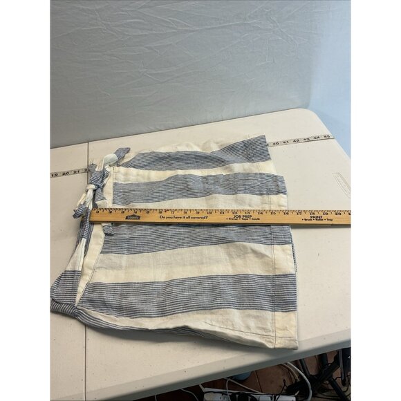 Free People 100% Linen Uptown Days Wrap Mini Skirt size 6‎ Blue White Stripes - Picture 10 of 11